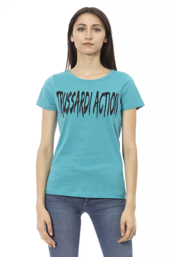 Trussardi Action Light Blue Cotton Women T-Shirt - Whispers Of Wisdom Clothing
