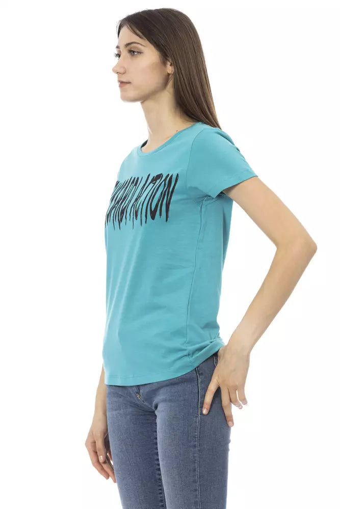 Trussardi Action Light Blue Cotton Women T-Shirt - Whispers Of Wisdom Clothing