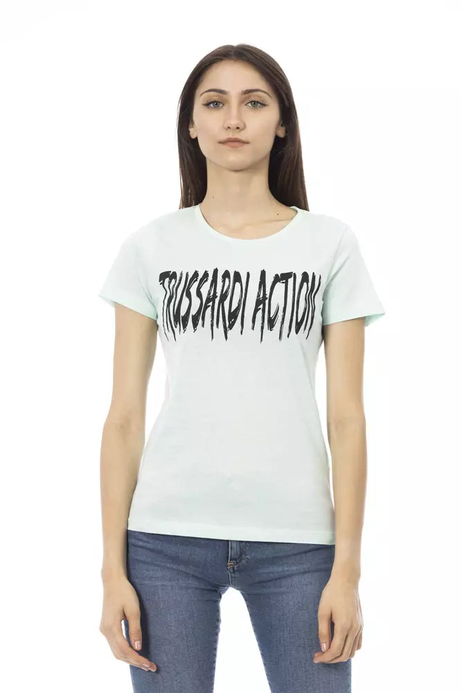 Trussardi Action Light Blue Cotton Women T-Shirt - Whispers Of Wisdom Clothing