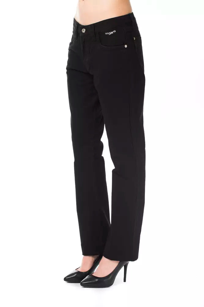 Ungaro Fever Black Cotton Women's Pant - Whispers Of Wisdom Clothing