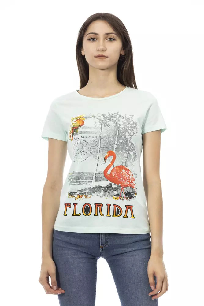 Trussardi Action Light Blue Cotton Women T-Shirt - Whispers Of Wisdom Clothing