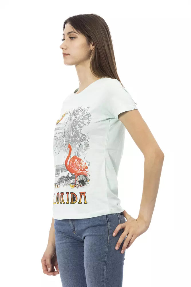 Trussardi Action Light Blue Cotton Women T-Shirt - Whispers Of Wisdom Clothing