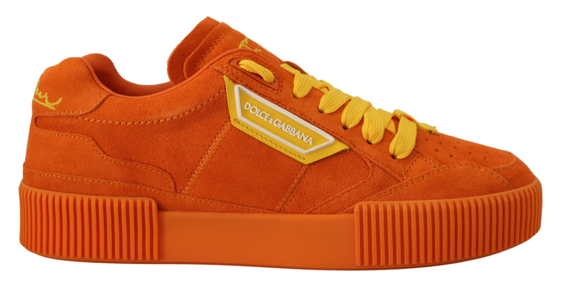 Dolce & Gabbana Orange Leather P.j. Tucker Sneakers Shoes - Whispers Of Wisdom Clothing