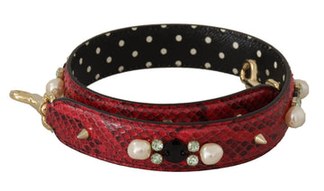 Dolce & Gabbana Red Exotic Leather Crystals Bag Shoulder Strap - Whispers Of Wisdom Clothing