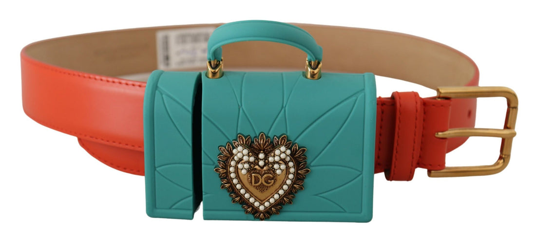 Dolce & Gabbana Orange Leather Devotion Heart Micro Bag Headphones Belt - Whispers Of Wisdom Clothing