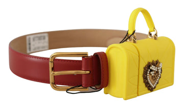 Dolce & Gabbana Red Leather Yellow DEVOTION Heart Bag Buckle Belt - Whispers Of Wisdom Clothing