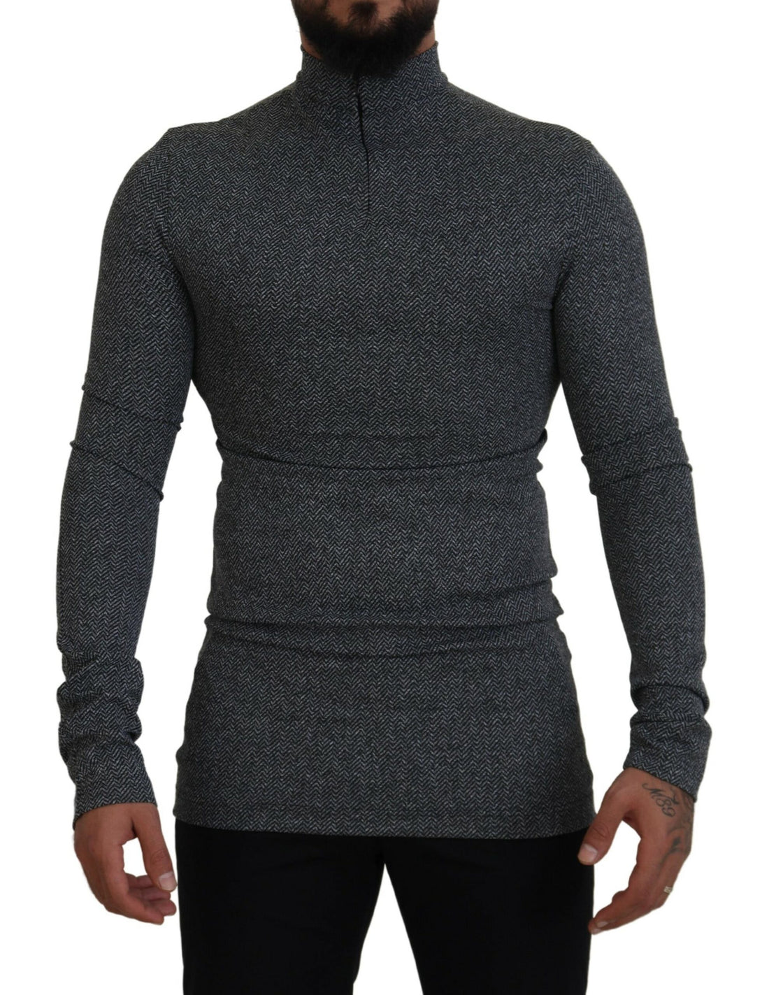 Dolce & Gabbana Dark Gray Nylon Turtleneck Pullover Sweater - Whispers Of Wisdom Clothing