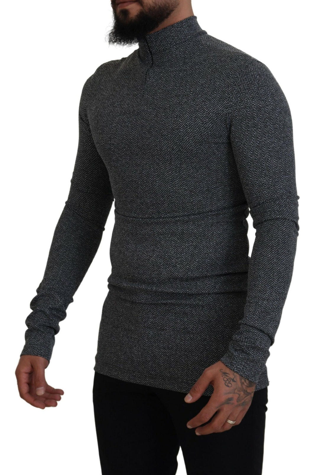 Dolce & Gabbana Dark Gray Nylon Turtleneck Pullover Sweater - Whispers Of Wisdom Clothing