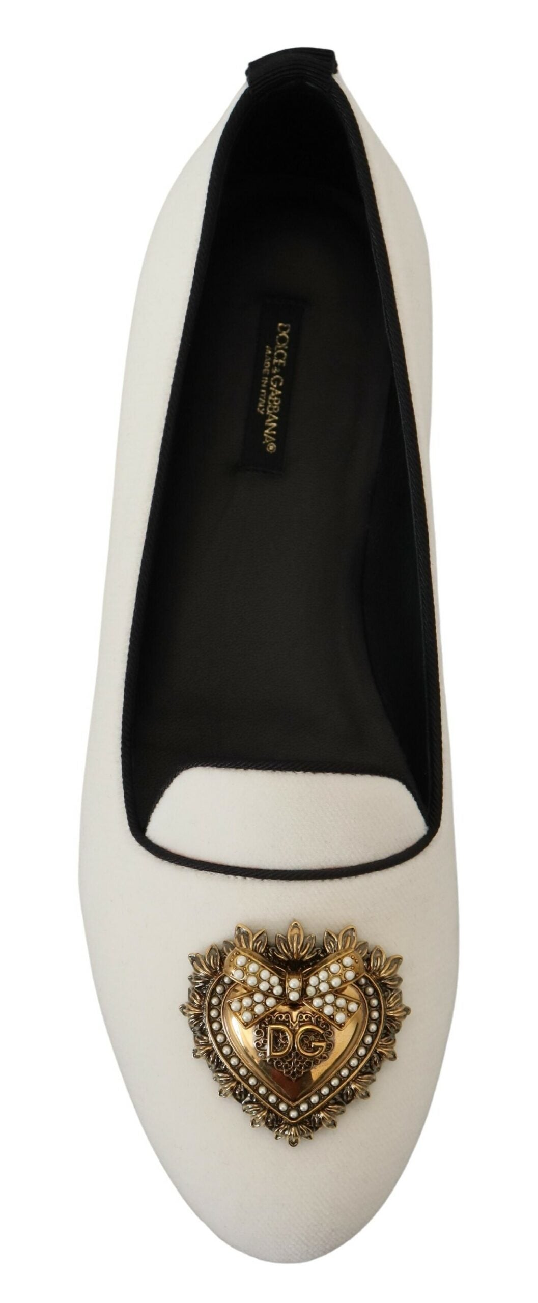 Dolce & Gabbana White Velvet Slip Ons Loafers Flats Shoes - Whispers Of Wisdom Clothing