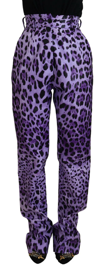Dolce & Gabbana Purple Leopard Print High Waist Pants - Whispers Of Wisdom Clothing