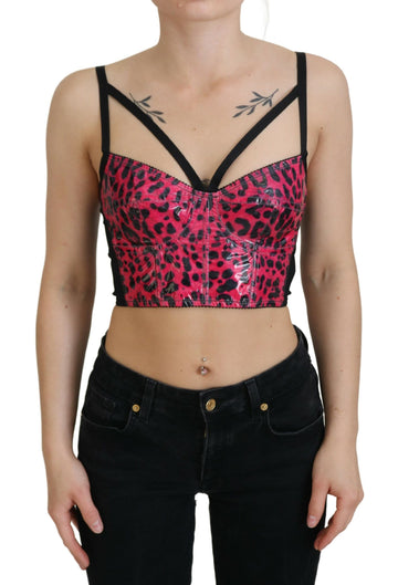 Dolce & Gabbana Pink Leopard Print Cropped Bustier Corset Top - Whispers Of Wisdom Clothing