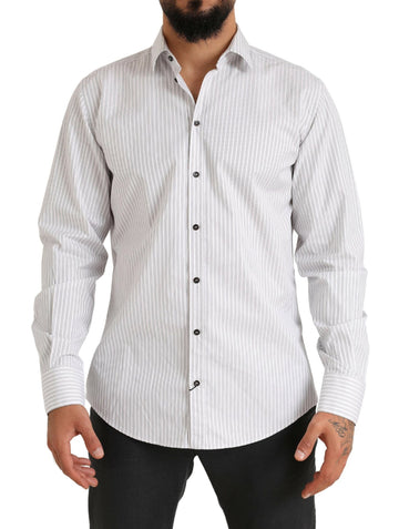 Dolce & Gabbana White MARTINI Cotton Stripe Dress Formal Shirt - Whispers Of Wisdom Clothing