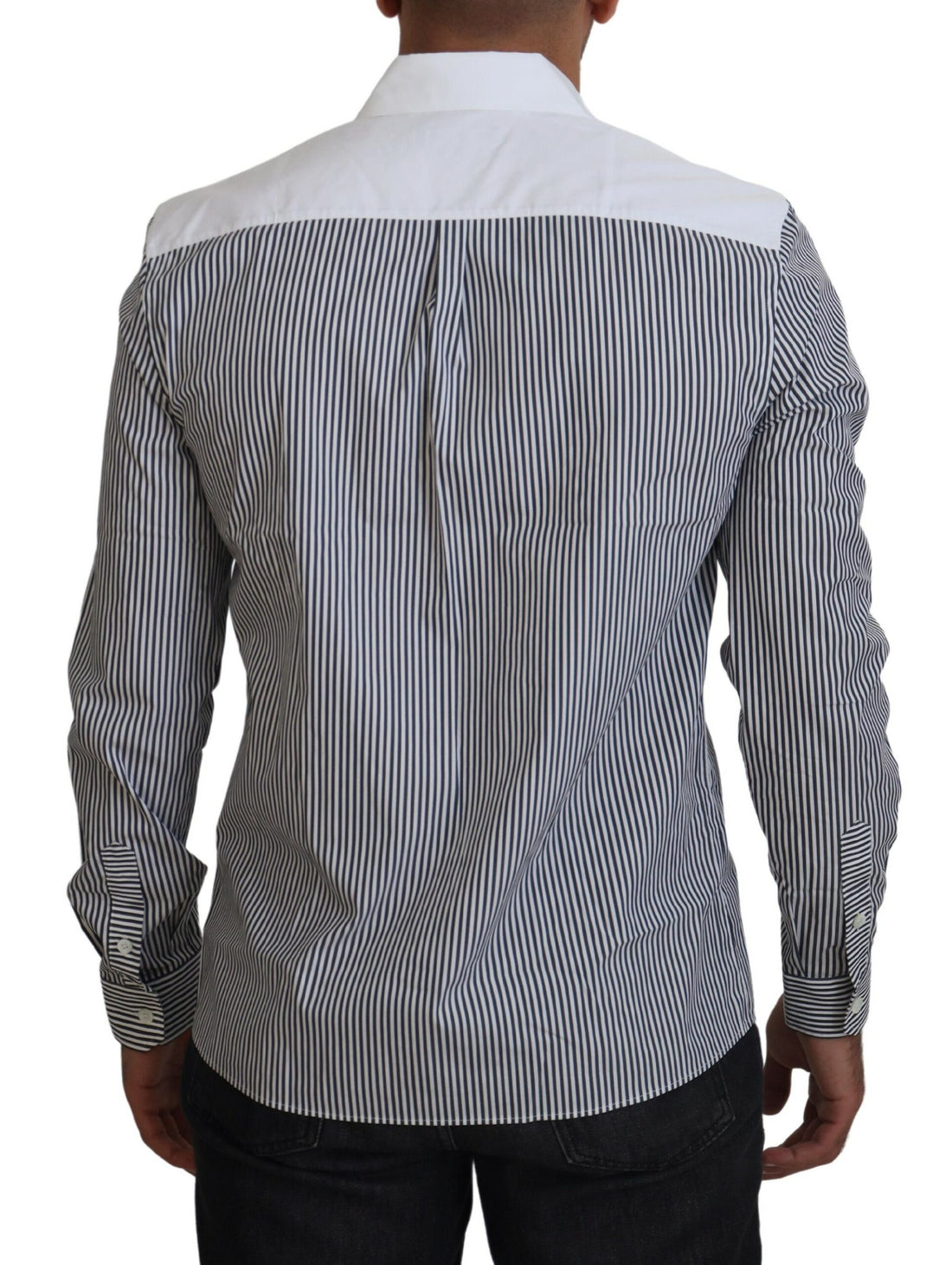 Dolce & Gabbana Gray White Striped Slim Fit Shirt - Whispers Of Wisdom Clothing