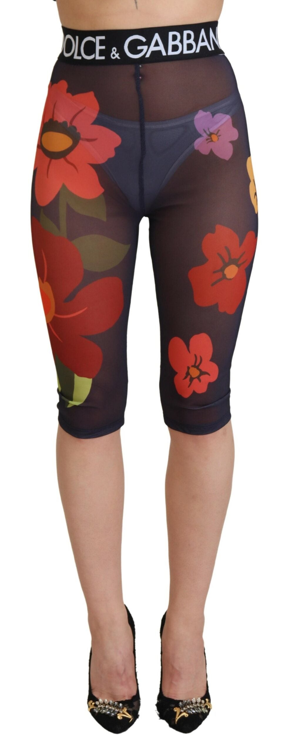 Dolce & Gabbana Black Floral Leggings Stretch Waist Pants - Whispers Of Wisdom Clothing