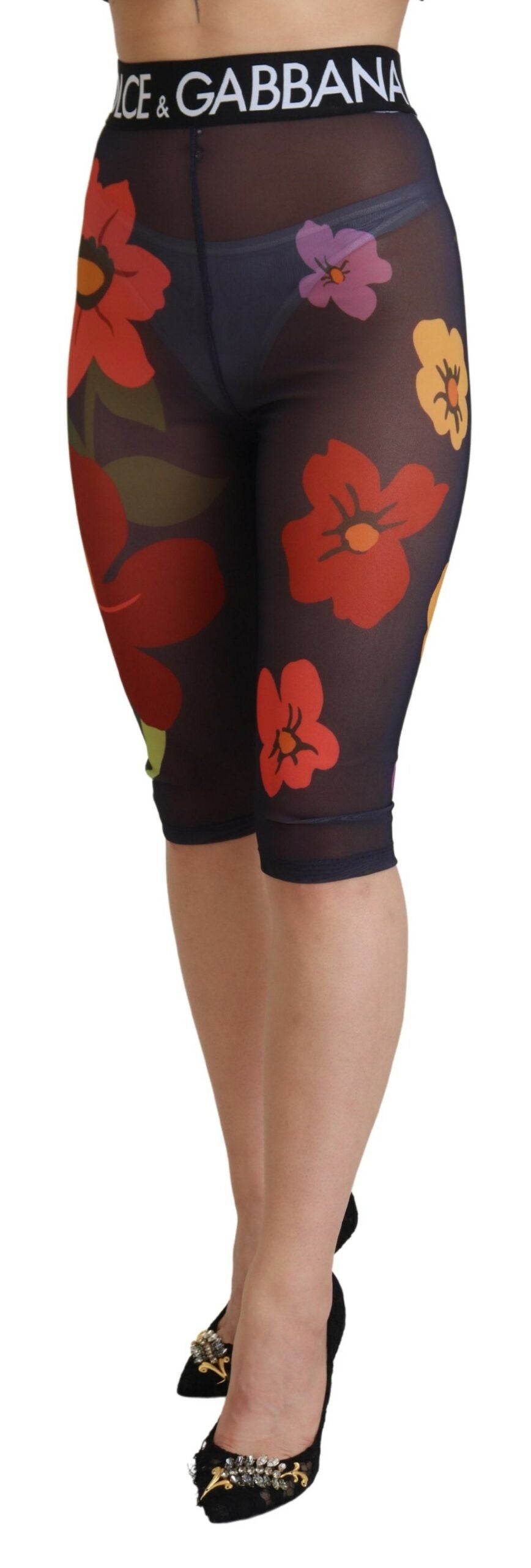 Dolce & Gabbana Black Floral Leggings Stretch Waist Pants - Whispers Of Wisdom Clothing