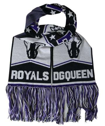 وشاح دولتشي آند غابانا متعدد الألوان من الصوف DG Queen Wrap Fringe