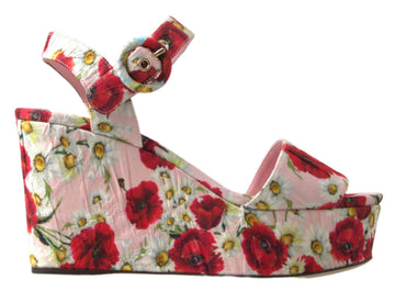 Dolce & Gabbana Multicolor floral print Wedges Floral Ankle Strap Sandals - Whispers Of Wisdom Clothing