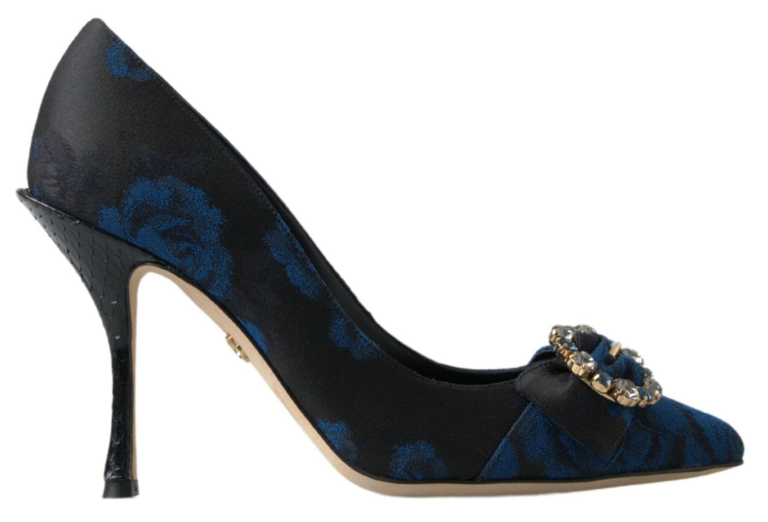 Dolce & Gabbana Blue Floral Ayers Crystal Pumps Shoes - Whispers Of Wisdom Clothing
