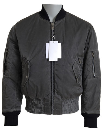 MM6 Maison Margiela Gray Bomber Zipper Pocket Sleeves Jacket