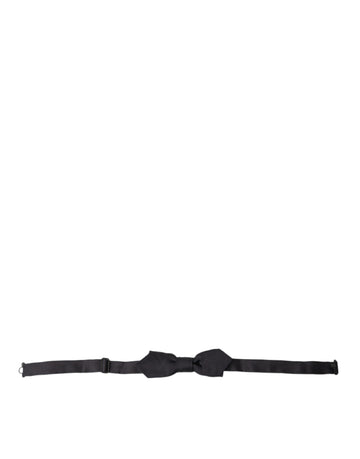 Dolce & Gabbana Black Solid Silk Adjustable Neck Papillon Bow Tie
