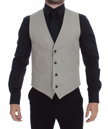 Dolce & Gabbana Beige Silk Blend Dress Formal Vest Gilet - Whispers Of Wisdom Clothing