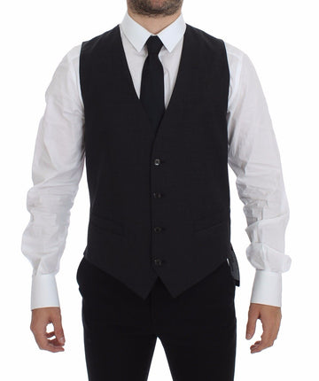 Dolce & Gabbana Gray Slim Fit Button Front Dress Formal Vest - Whispers Of Wisdom Clothing