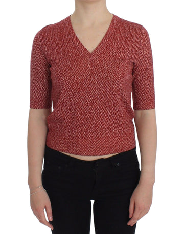 Dolce & Gabbana Red Wool Tweed Short Sleeve Sweater Pullover - Whispers Of Wisdom Clothing