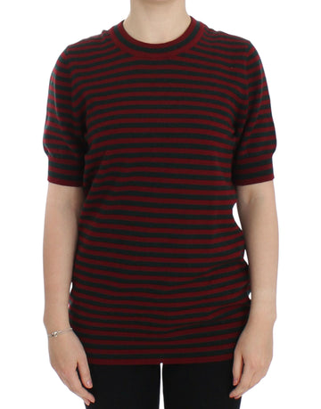 Dolce & Gabbana Red Gray Cashmere Short Sleeve Sweater - Whispers Of Wisdom Clothing