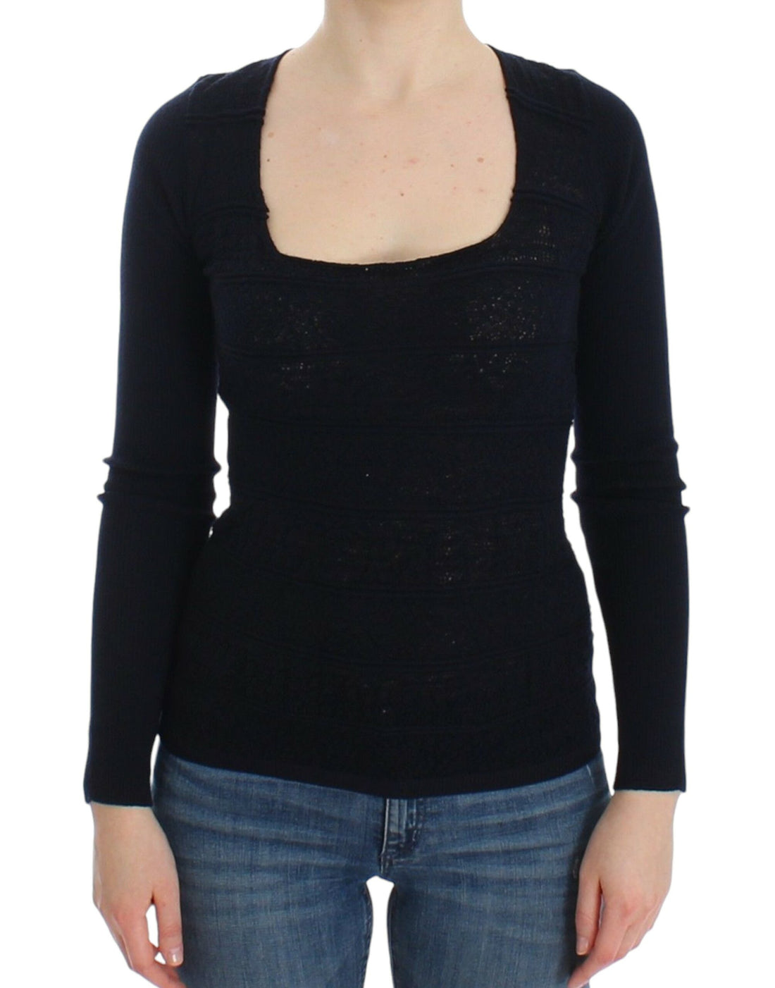 Ermanno Scervino Blue Knitted Wool Stretch Sweater Top - Whispers Of Wisdom Clothing