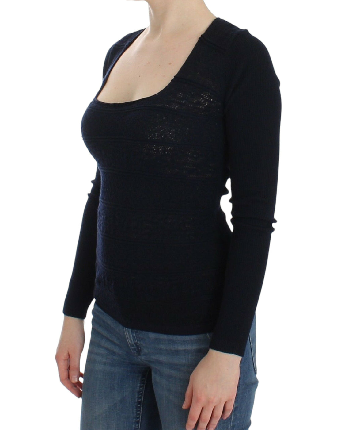 Ermanno Scervino Blue Knitted Wool Stretch Sweater Top - Whispers Of Wisdom Clothing
