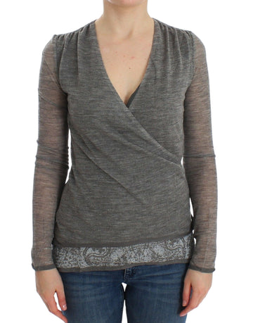Ermanno Scervino Gray Wool Blend Stretch Long Sleeve Sweater - Whispers Of Wisdom Clothing