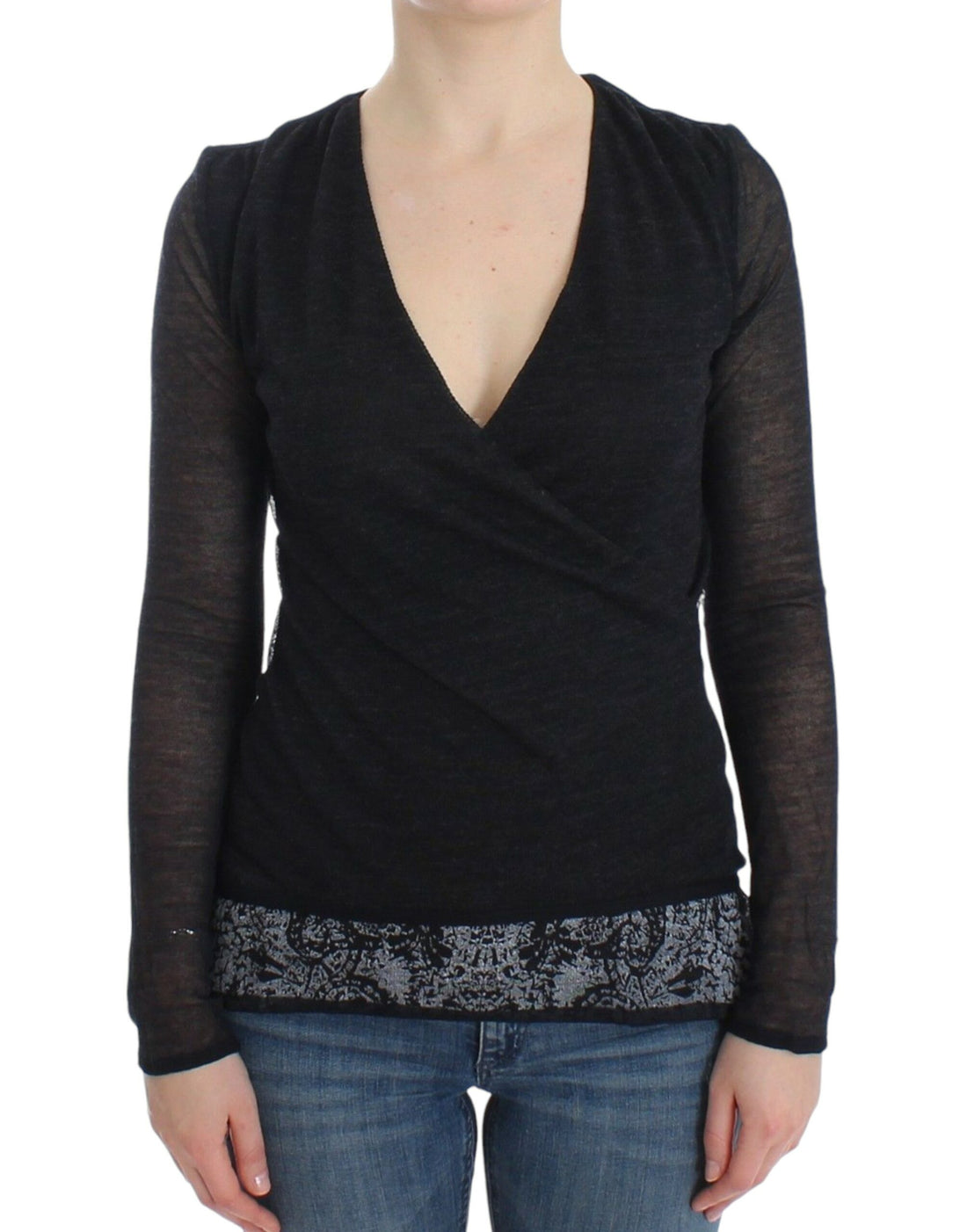 Ermanno Scervino Black Wool Blend Stretch Long Sleeve Sweater - Whispers Of Wisdom Clothing
