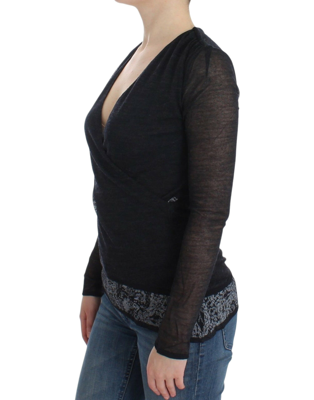 Ermanno Scervino Black Wool Blend Stretch Long Sleeve Sweater - Whispers Of Wisdom Clothing