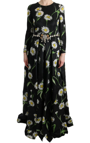 Dolce & Gabbana Multicolor Silk Sunflower Print Long Maxi Dress - Whispers Of Wisdom Clothing