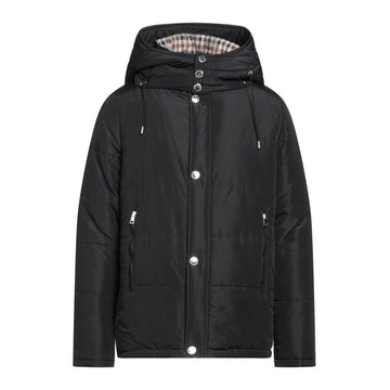 جاكيت Aquascutum الأسود الأنيق بغطاء رأس قابل للإزالة