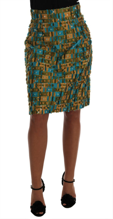 Dolce & Gabbana Multicolor Jacquard Straight Pencil Skirt - Whispers Of Wisdom Clothing