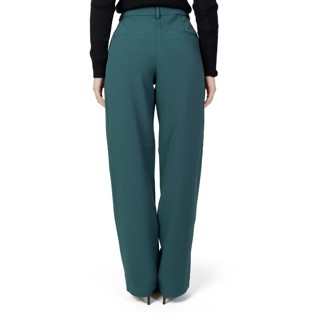 Vila Clothes Green Recycled Polyester Pant