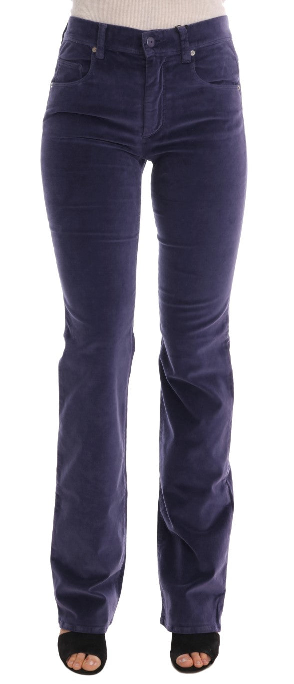 Ermanno Scervino Purple Corduroy Stretch Bootcut Pants - Whispers Of Wisdom Clothing