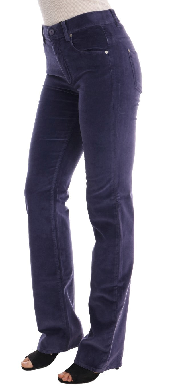 Ermanno Scervino Purple Corduroy Stretch Bootcut Pants - Whispers Of Wisdom Clothing
