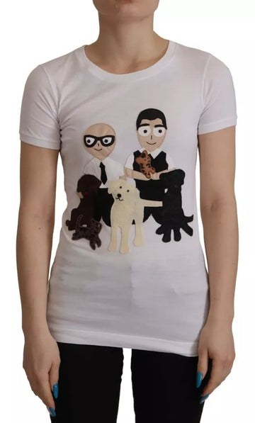 تي شيرت قطني أبيض من Dolce & Gabbana #DGFamily Patch Top