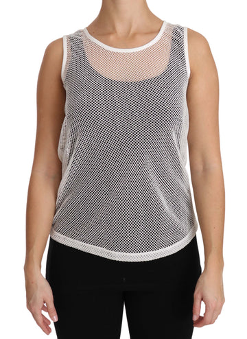Dolce & Gabbana White Net Transparent Sleeveless Tank Top - Whispers Of Wisdom Clothing