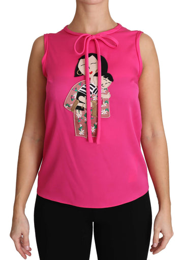 Dolce & Gabbana Pink Family Silk Tank Mama Blouse Top Shirt - Whispers Of Wisdom Clothing