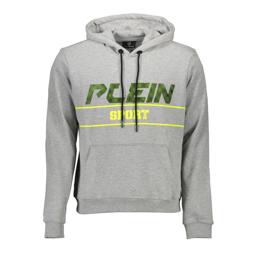 Plein Sport Gray Cotton Men's Hooded Sweater