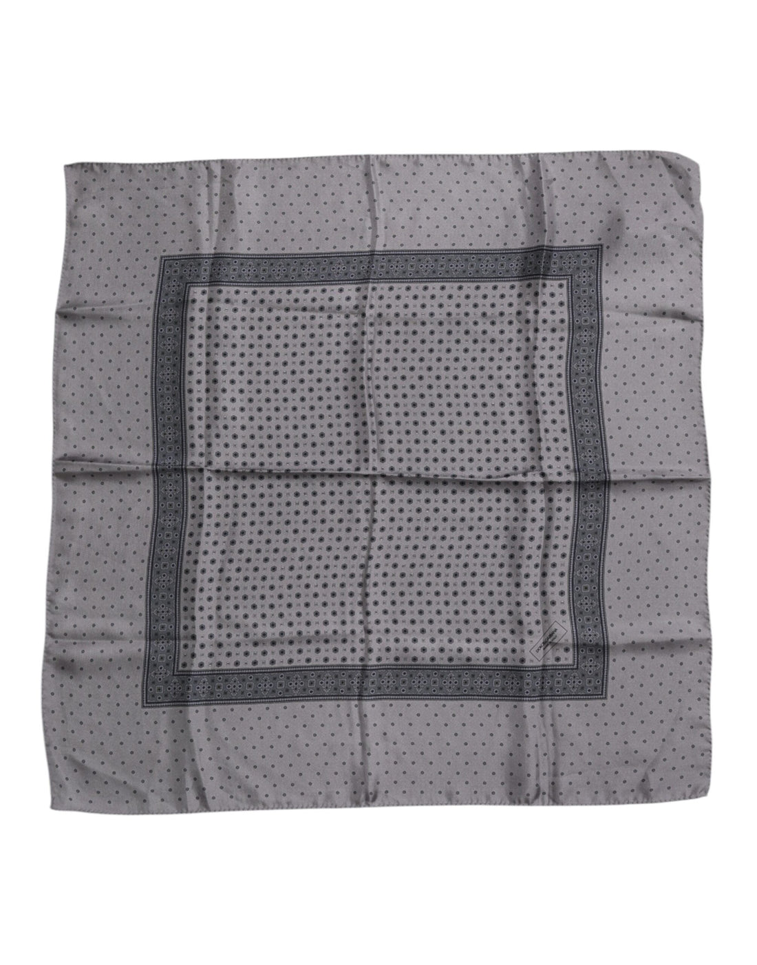 Dolce & Gabbana Gray Polka Dot Silk Square Men Foulard Scarf