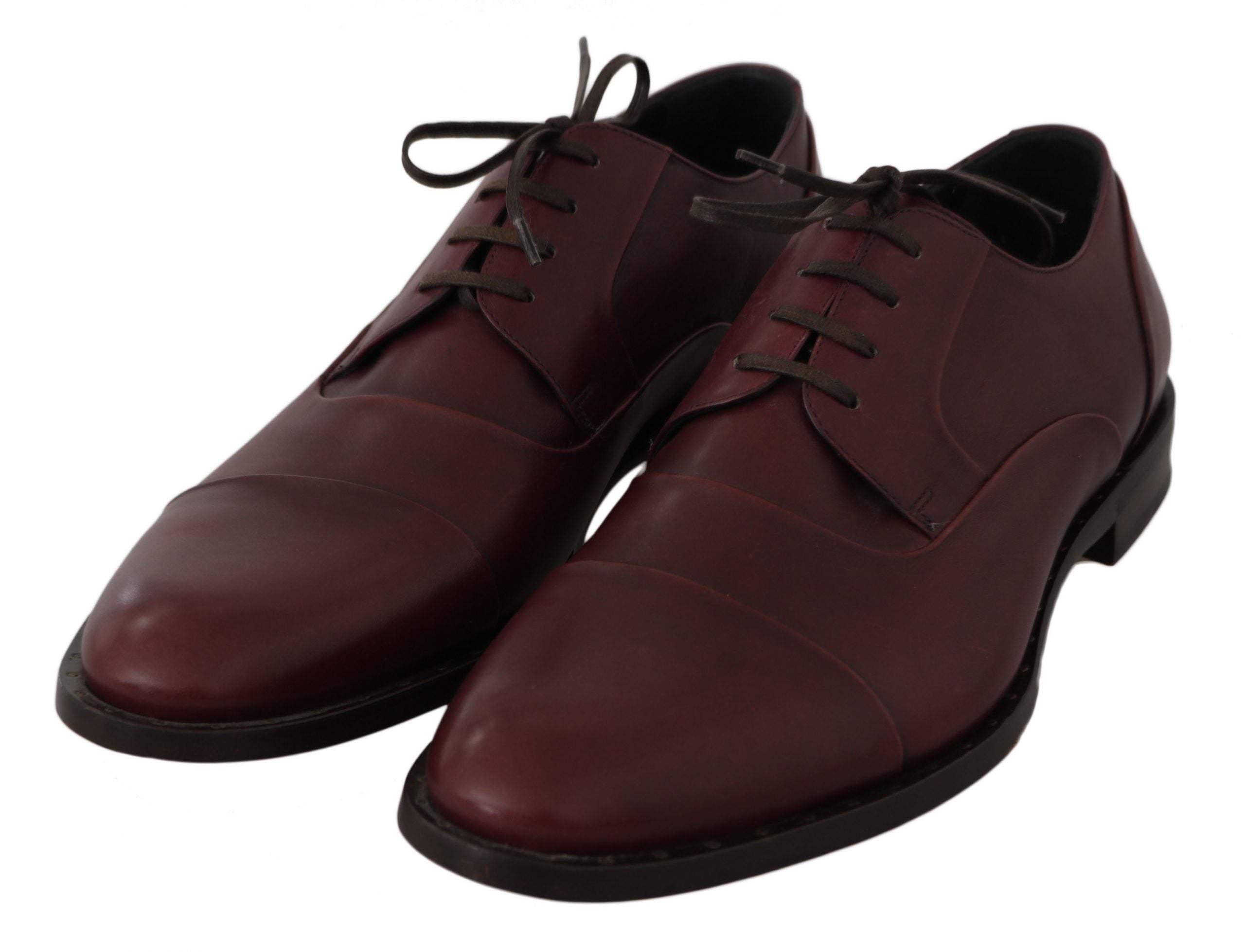Dolce & Gabbana Red Bordeaux Leather Derby Formal Shoes - Whispers Of Wisdom Clothing