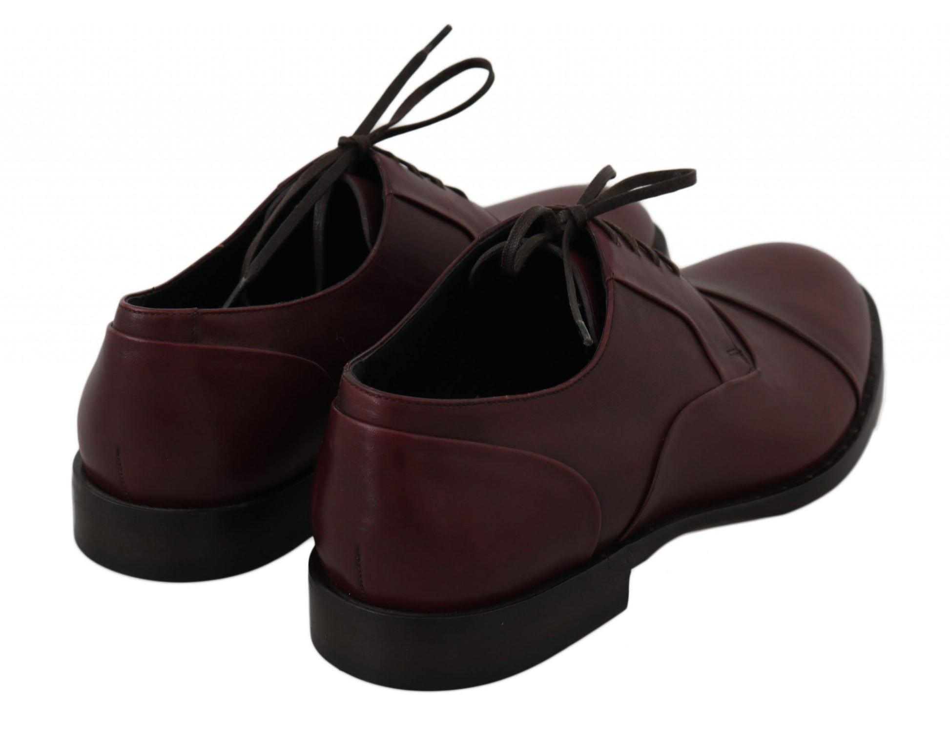 Dolce & Gabbana Red Bordeaux Leather Derby Formal Shoes - Whispers Of Wisdom Clothing