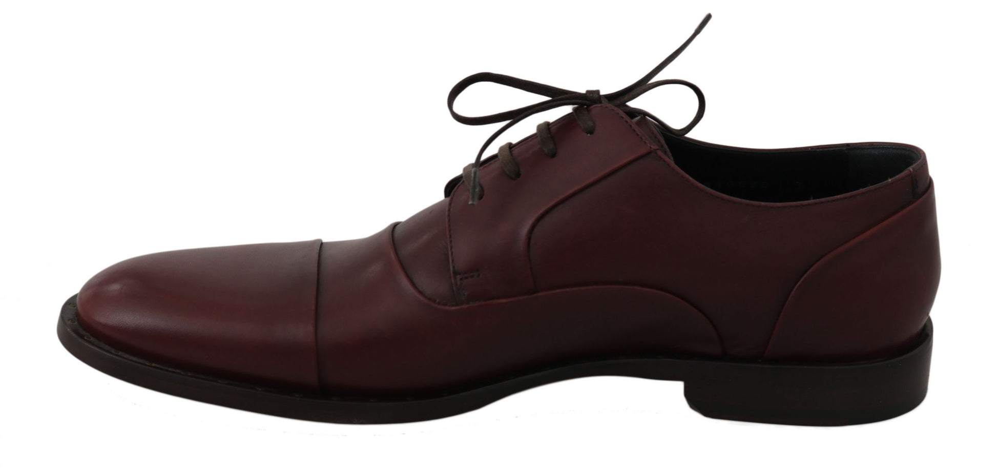 Dolce & Gabbana Red Bordeaux Leather Derby Formal Shoes - Whispers Of Wisdom Clothing