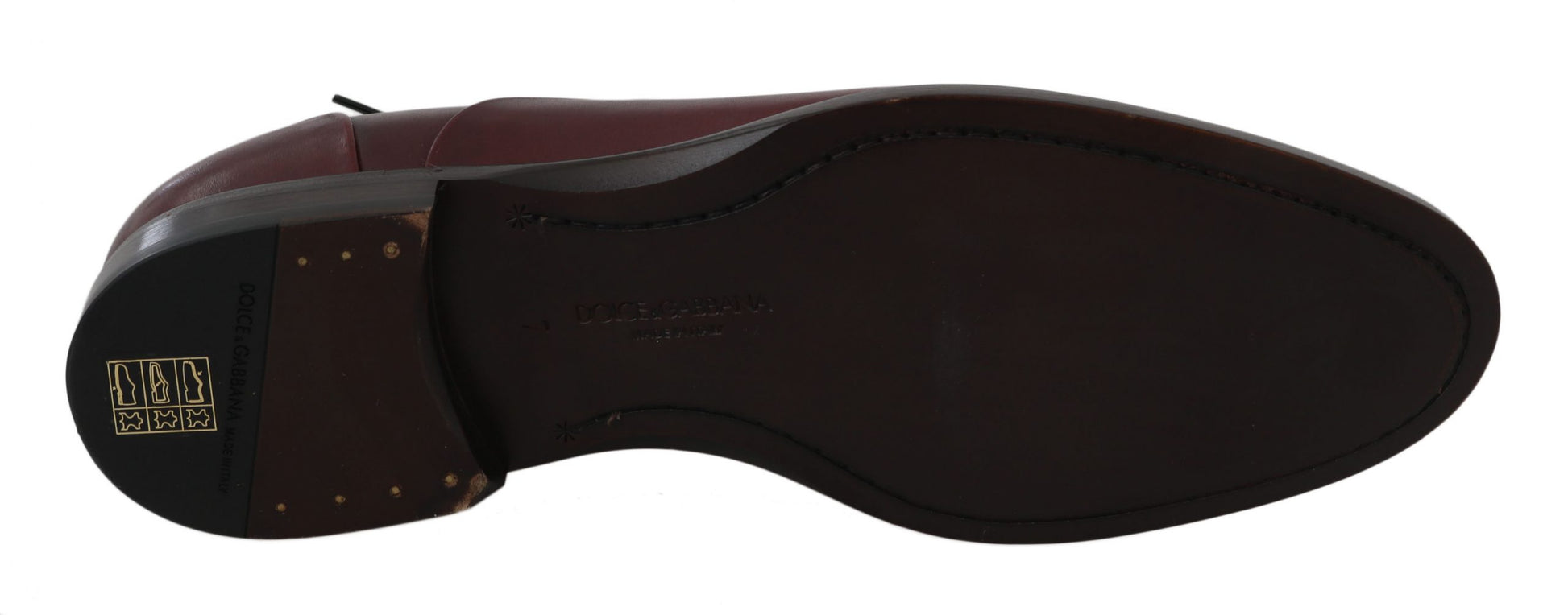 Dolce & Gabbana Red Bordeaux Leather Derby Formal Shoes - Whispers Of Wisdom Clothing