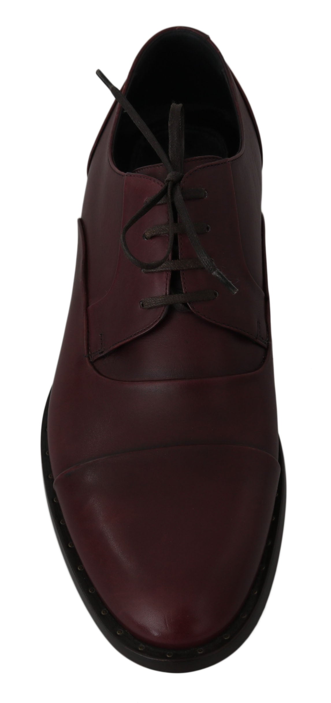 Dolce & Gabbana Red Bordeaux Leather Derby Formal Shoes - Whispers Of Wisdom Clothing