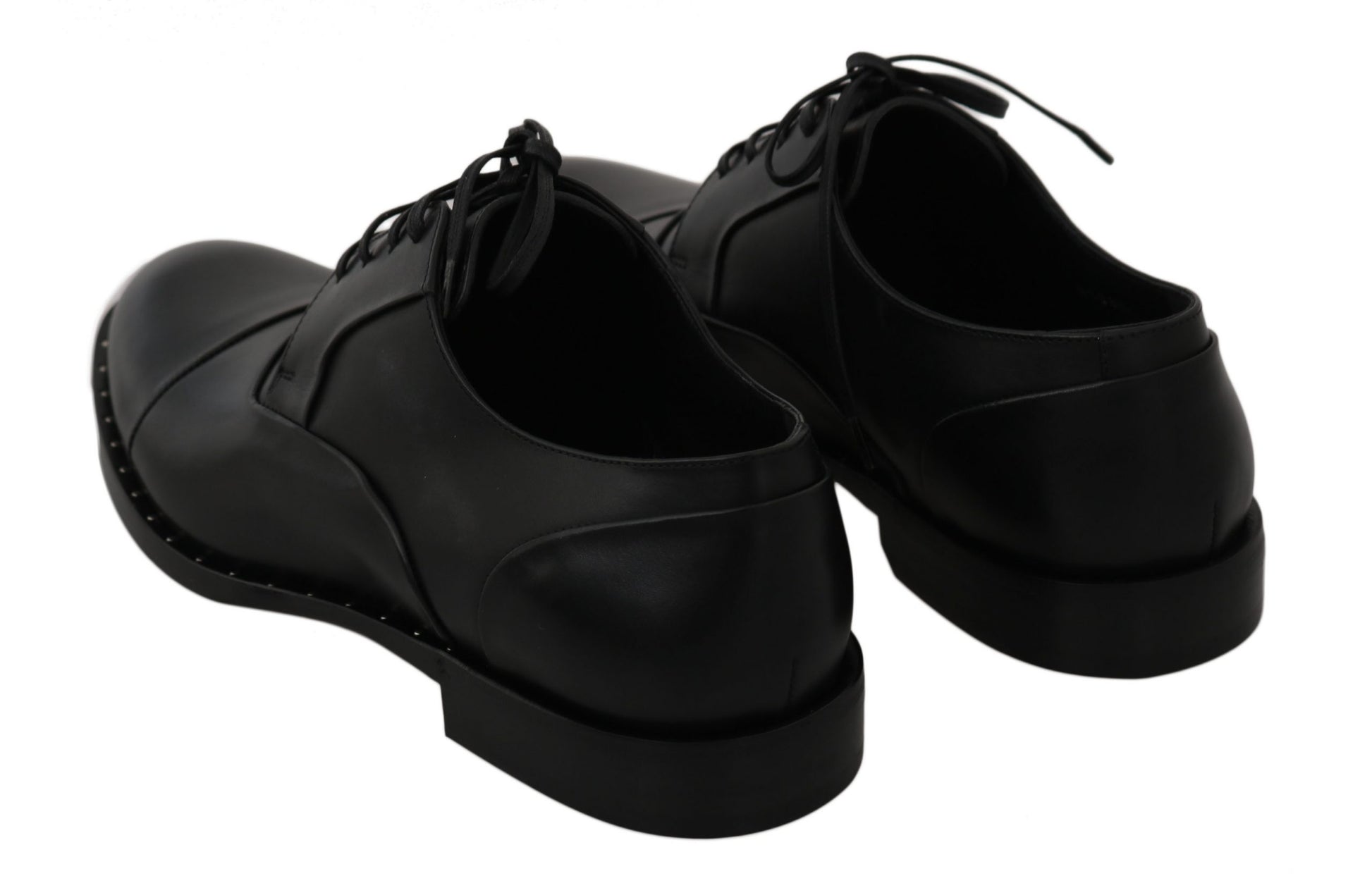 Dolce & Gabbana Black Leather Derby Formal Shoes - Whispers Of Wisdom Clothing